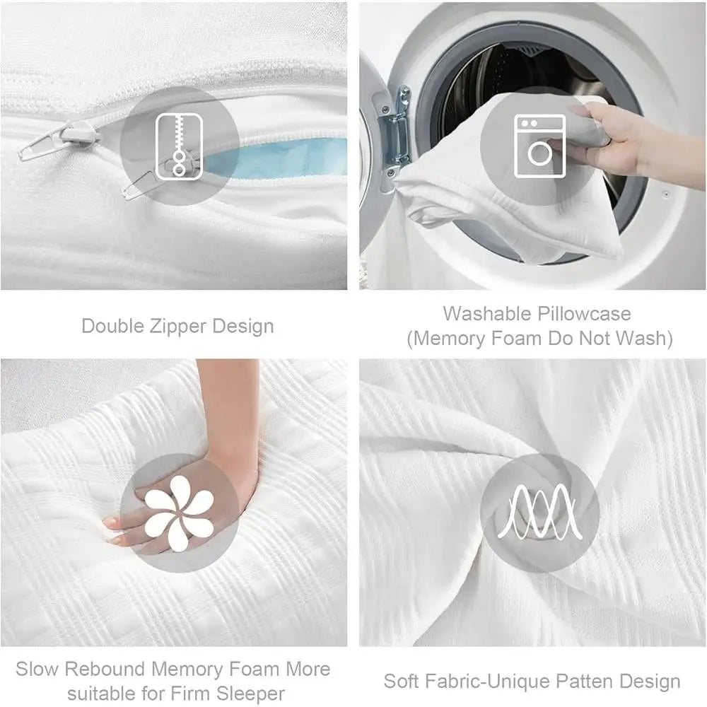 Cooling Bed Pillows Set of 2 Adjustable Loft Shredded Memory Foam No-Flat Design Ergonomic Cooling Fiber Air Circulation Sleep