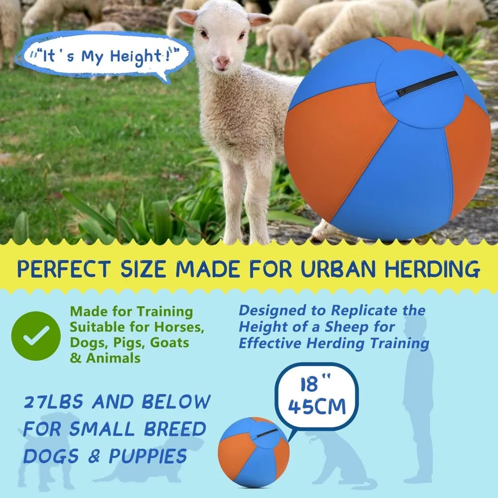 Herding Ball for Dogs - 18" Herding Ball, Dog Agility Equipment for Australian/German Shepherd Collie, Toys for Christmas/Birthd