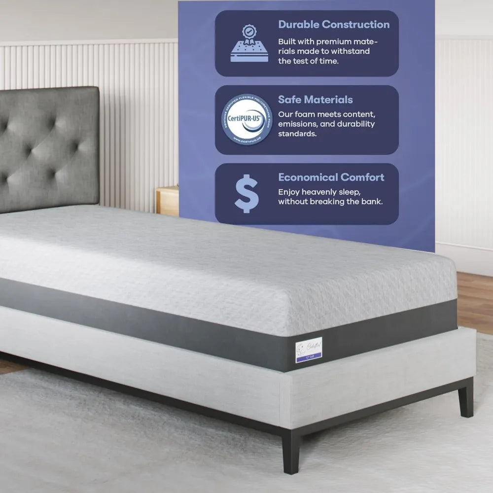 Gel Memory Foam Mattress in a Box, Made in The USA, CertiPUR-US, Oeko-Tex, and Fiberglass-Free Certified Bed, 8 inch Firm