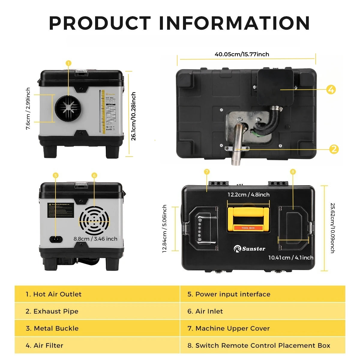 TB10 8KW 12V/24V/110-240V toolbox diesel air heater LCD & bluetooth with Altitude Mode parking heater for cars RV camper tent