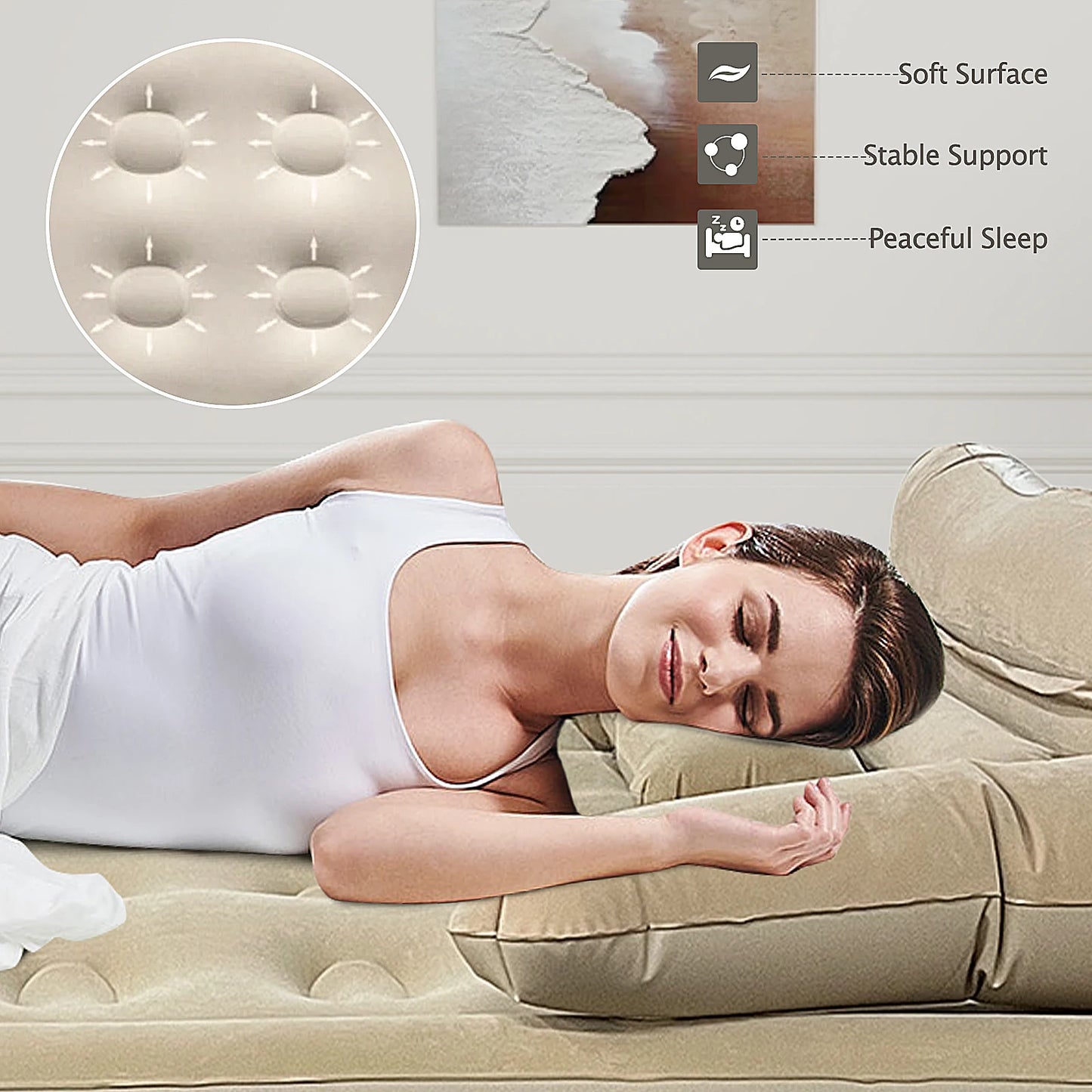 King Size Inflatable Bed Mattress with Pillow Automatic Inflatable Bed Floor-laying Outdoor Thickened with Air Pump Bed