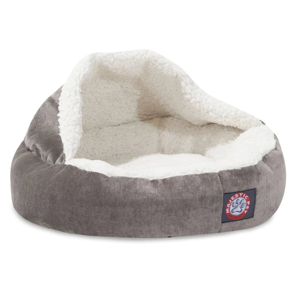Cozy Canopy Cat Bed Soft Faux Suede Plush Sherpa Napping Nesting Burrowing Pet Bed Machine Washable Durable Cat Furniture