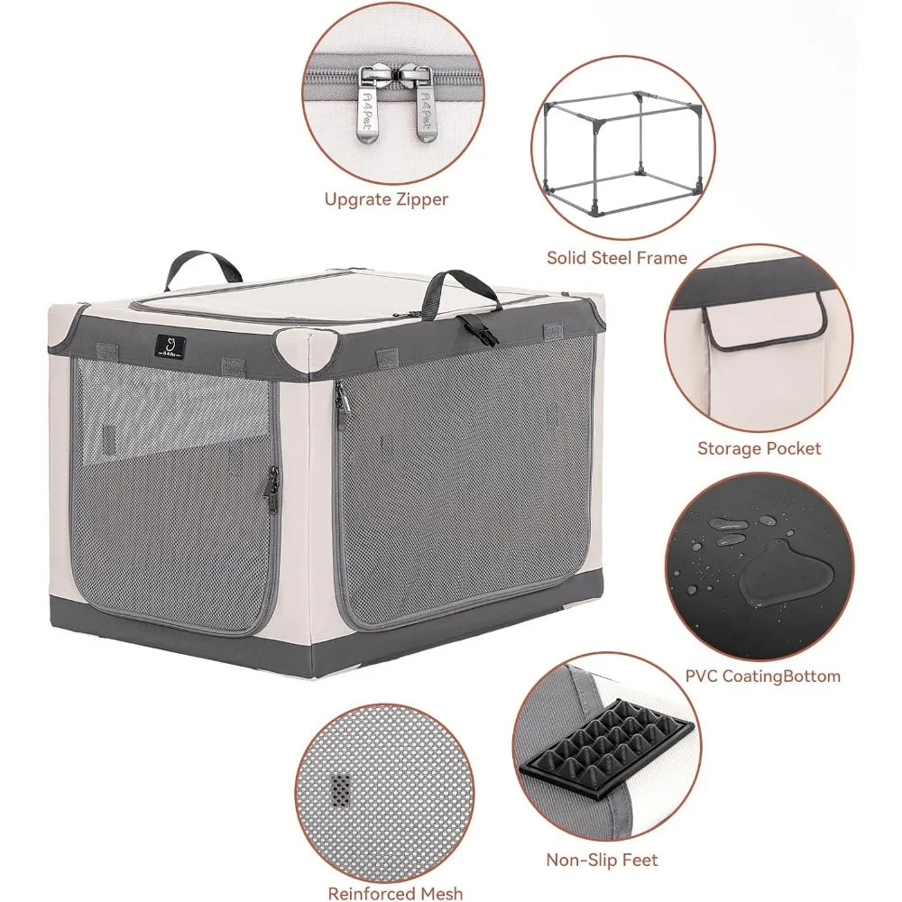 Adjustable Stainless Steel 40 Inch Dog Crate for Large Dogs - Lightweight, Durable, and Foldable Crate