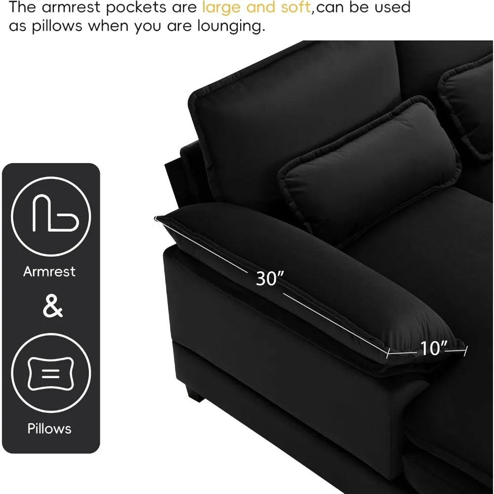 110" Modern Sectional Sofa Couch for Living Room, 6-seat Upholstered Sleeper Sofa Couch with Chaise Lounge Furniture for Living