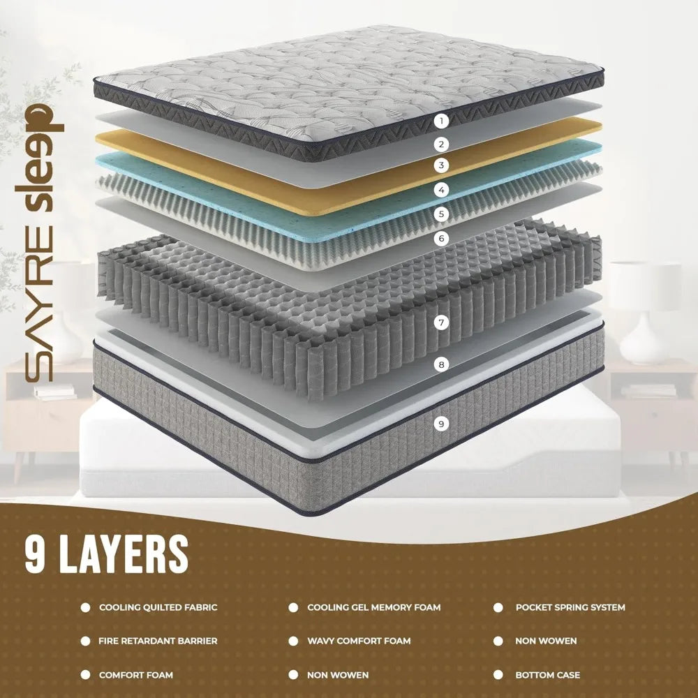 10 Inch Memory Foam Mattress in a Box – Cooling Gel, Medium Firm Support, CertiPUR-US & Oeko-TEX Certified, Pressur Relief