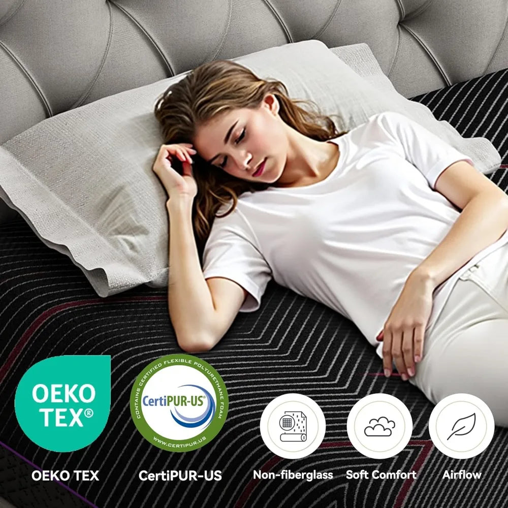 Mattress, 12 Inch Memory Foam Mattress for Pressure Relief, Medium Feel, Cooling Gel Memory Foam with Washable Co