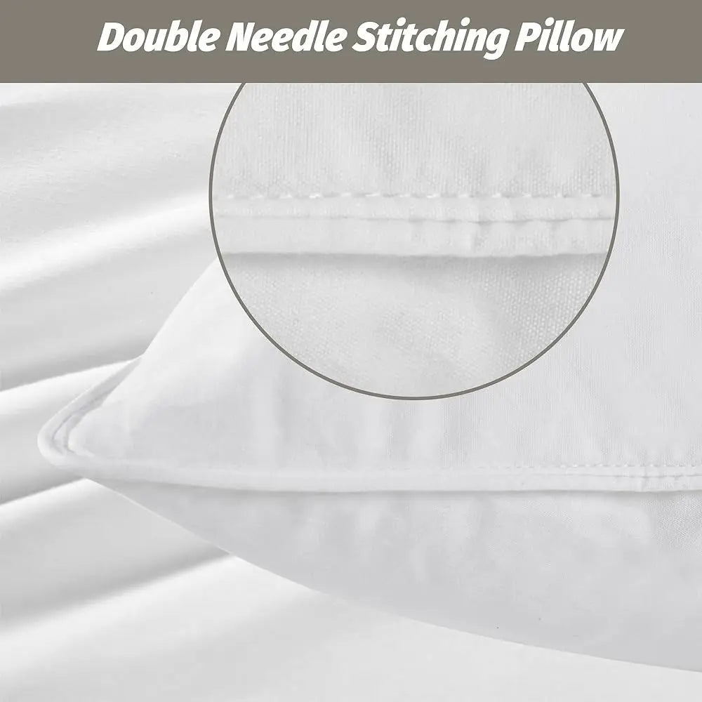 2pcs 90% Goose Feather Down Pillows, Hotel Pillows for Sleeping, Breathable Cotton Cover, Fluffy Support Back, Stomach Sleepers