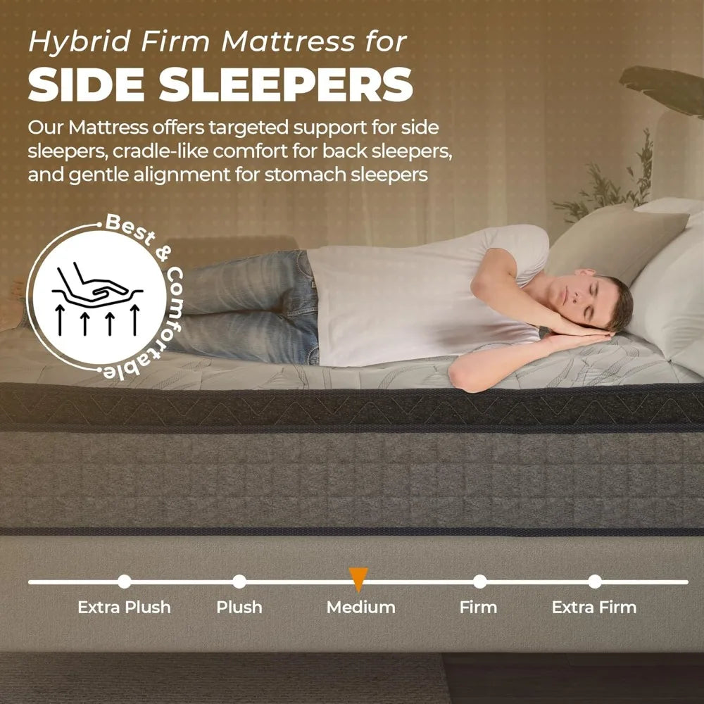 10 Inch Memory Foam Mattress in a Box – Cooling Gel, Medium Firm Support, CertiPUR-US & Oeko-TEX Certified, Pressur Relief