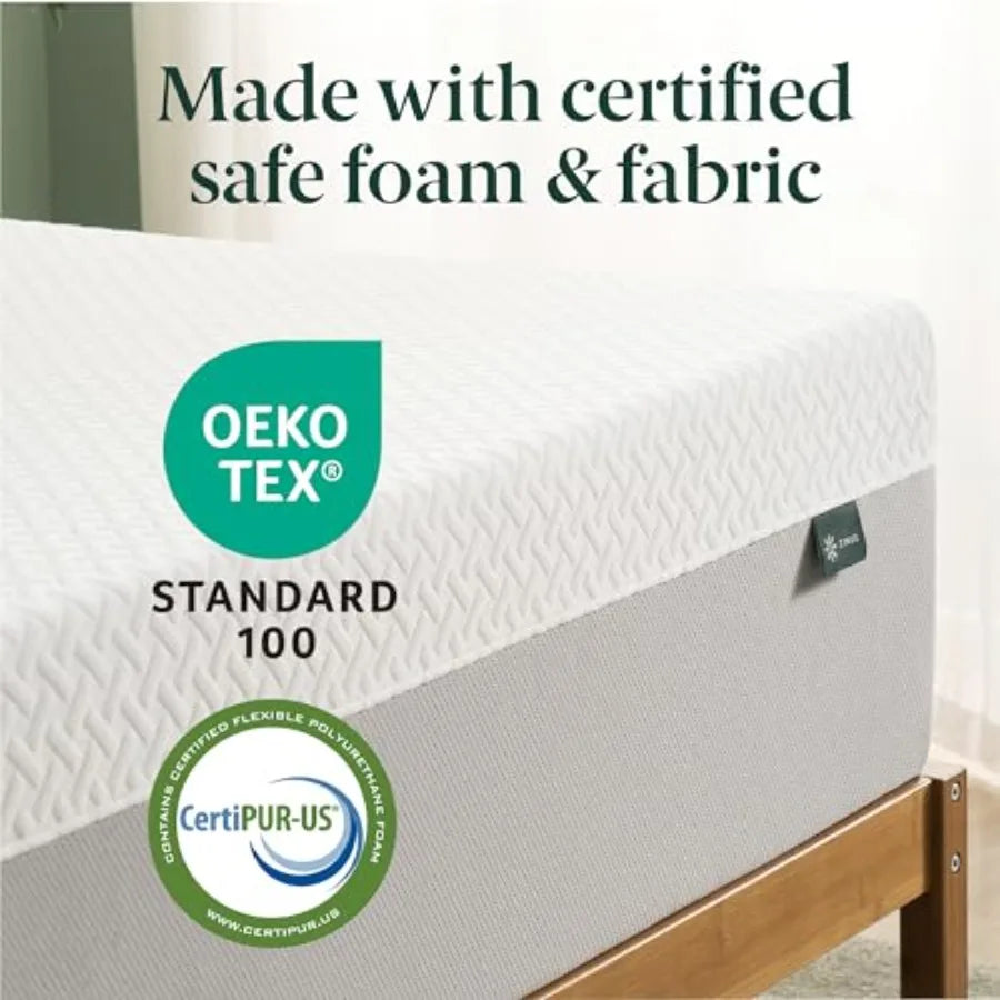 12 Inch Green Tea Essential Memory Foam Mattress [New Version] Twin Size Fiberglass Free Medium Feel Enhanced Breathable Airflo