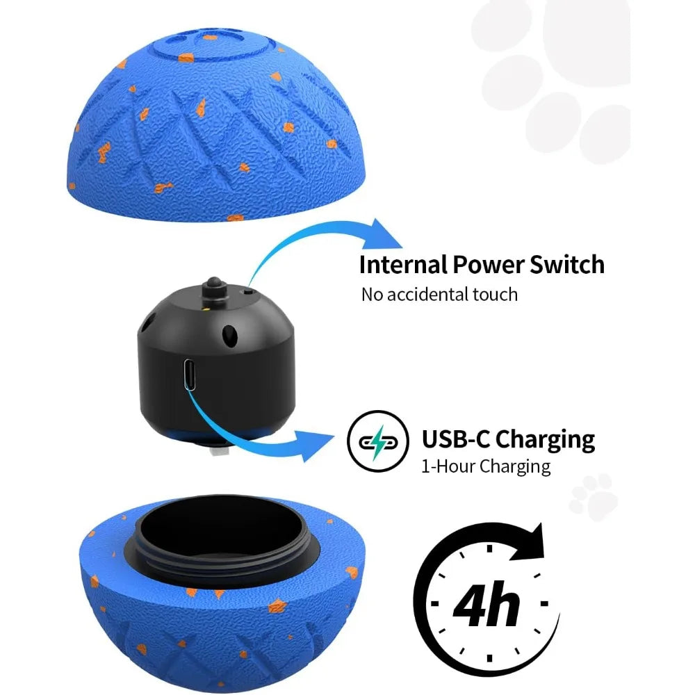 SCHITEC Interactive Dog Toys Ball Smart Automatic Bouncing Moving Rolling Vibrating Ball Motorized Pet Chase Toys for High Energ