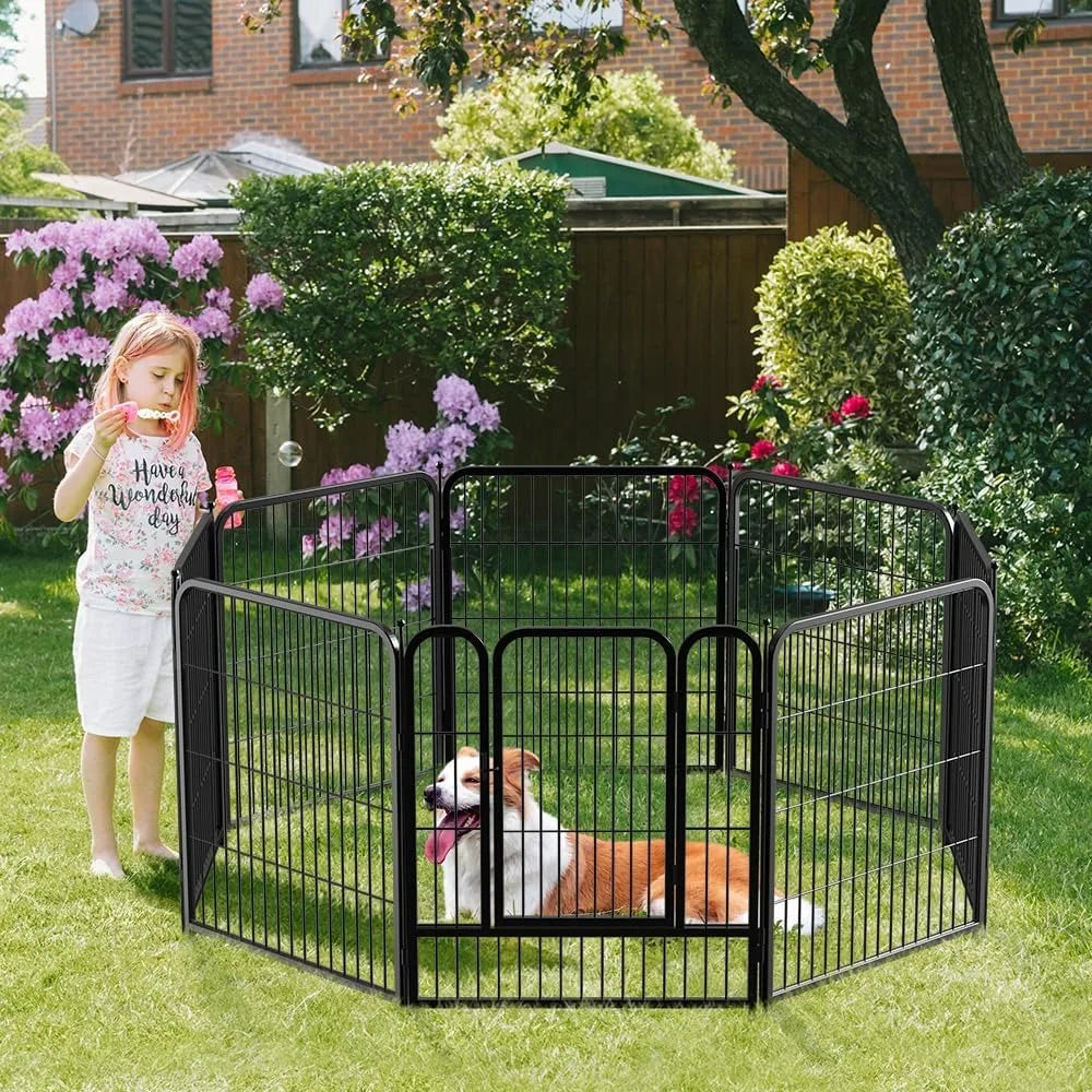 Giant Dog Fence Playpen 24”/32”/40” Indoor Outdoor for Small/Medium/Large Dogs, Metal Pet Puppy Cat Exercise Fencing Gate Craft