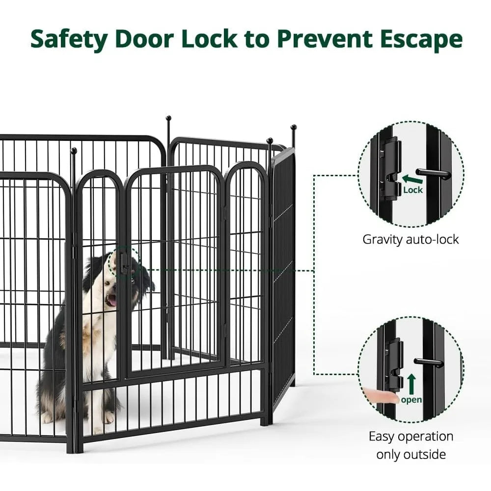 Giant Dog Fence Playpen 24”/32”/40” Indoor Outdoor for Small/Medium/Large Dogs, Metal Pet Puppy Cat Exercise Fencing Gate Craft