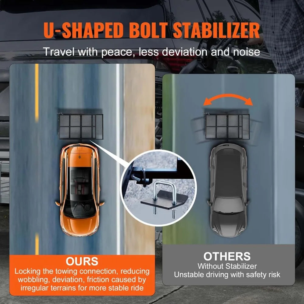 Hitch Mount Cargo Carrier, 45.3" x 25.6" Iron Cargo Rack with Folding Ramp, Stabilizer & Straps, 500 lbs Mobility Scooter Carri