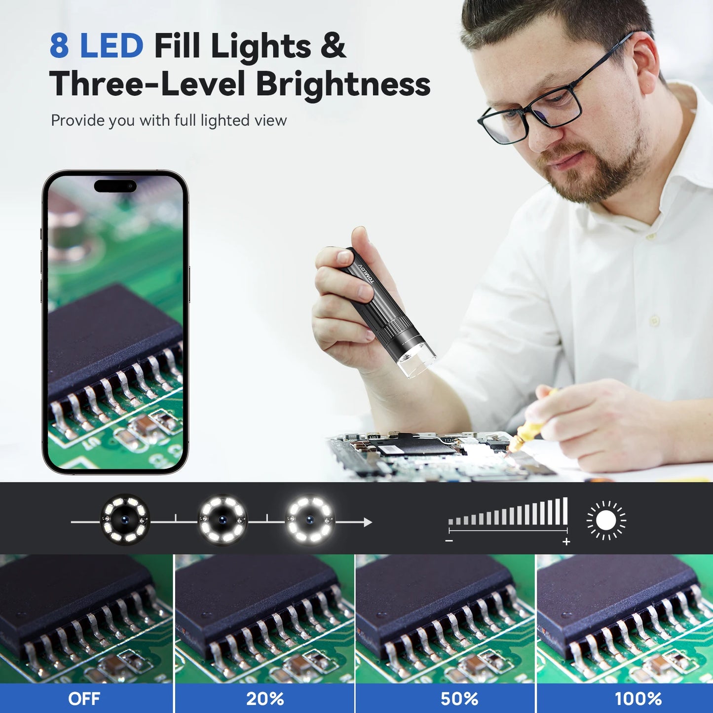 TOMLOV DM1S Wireless Digital Microscope  50X-1000X 1080P HD WiFi Portable Handheld USB Trichome Mini Coin Microscope