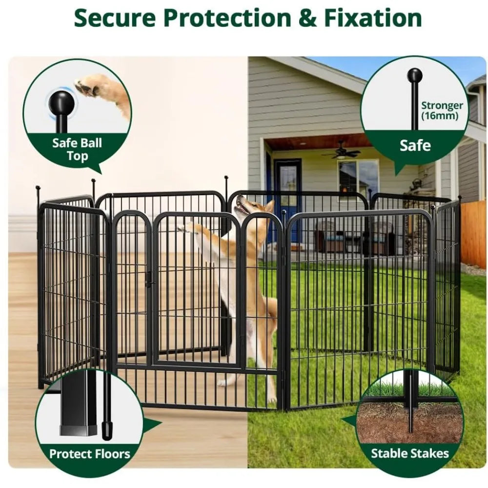 Giant Dog Fence Playpen 24”/32”/40” Indoor Outdoor for Small/Medium/Large Dogs, Metal Pet Puppy Cat Exercise Fencing Gate Craft