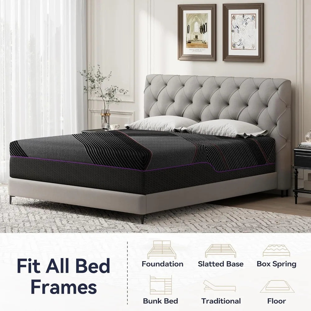 Mattress, 12 Inch Memory Foam Mattress for Pressure Relief, Medium Feel, Cooling Gel Memory Foam with Washable Co