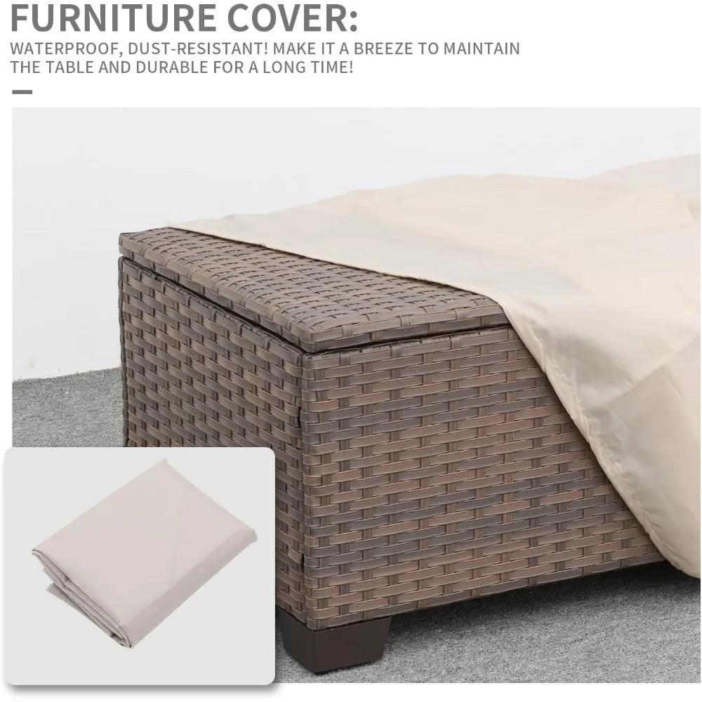 Outdoor Patio Storage Coffee Table with Wicker Design and Box Furniture