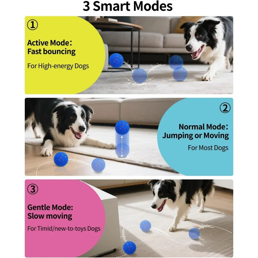 SCHITEC Interactive Dog Toys Ball Smart Automatic Bouncing Moving Rolling Vibrating Ball Motorized Pet Chase Toys for High Energ