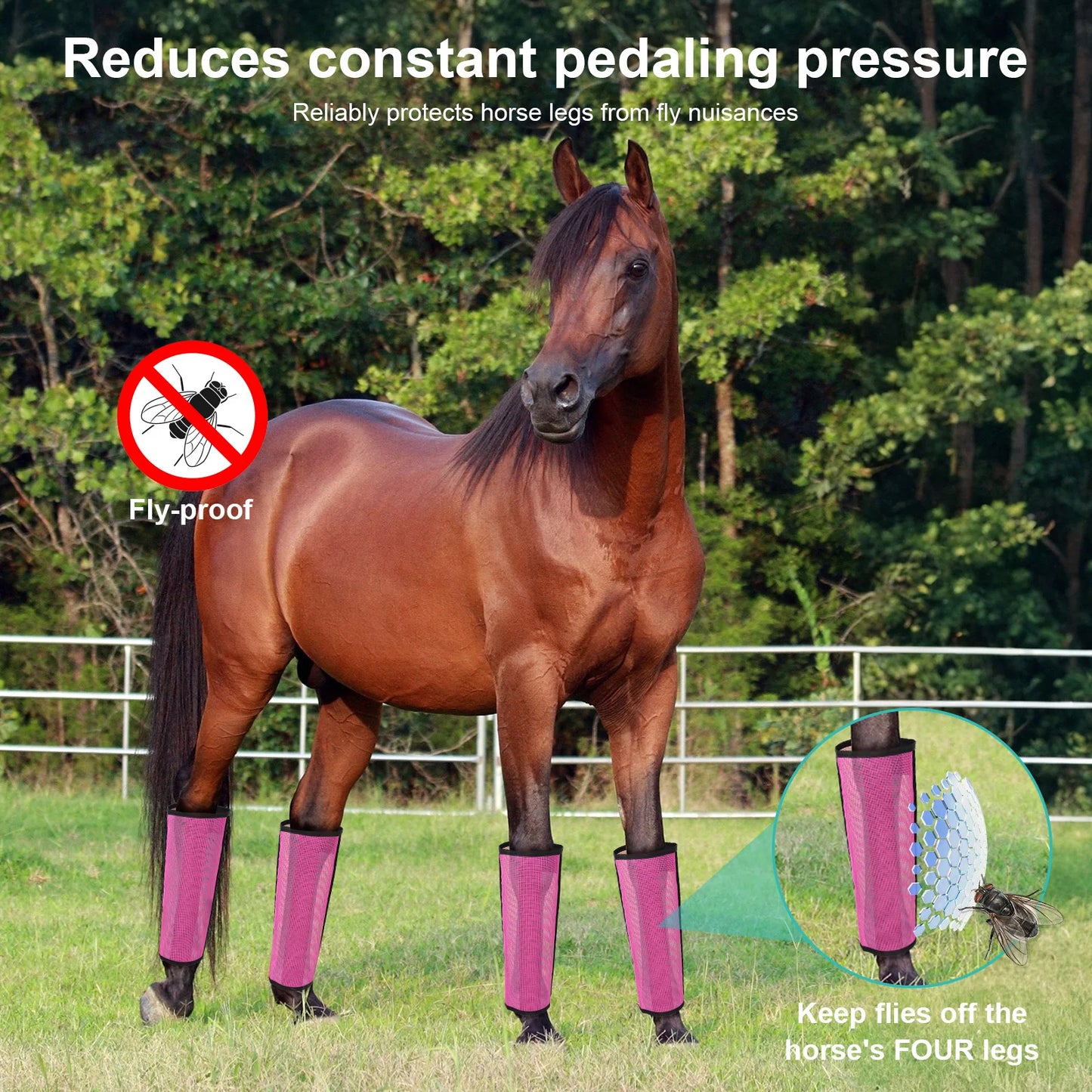 4Pcs Horse Leg Mosquito Protective Cover Breathable Mesh Horse Boots for Preventing Flies and Mosquitoes Bites