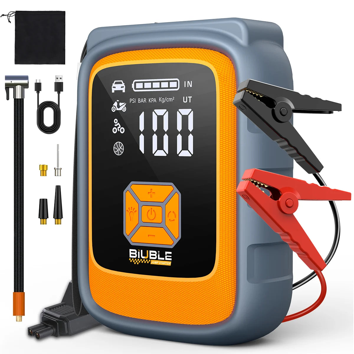 9000A Peak Jump Starter with 150 PSI Air Compressor - All Gas/10L Diesel Portable Jump Box | USB QC 3.0 18W Fast Charge