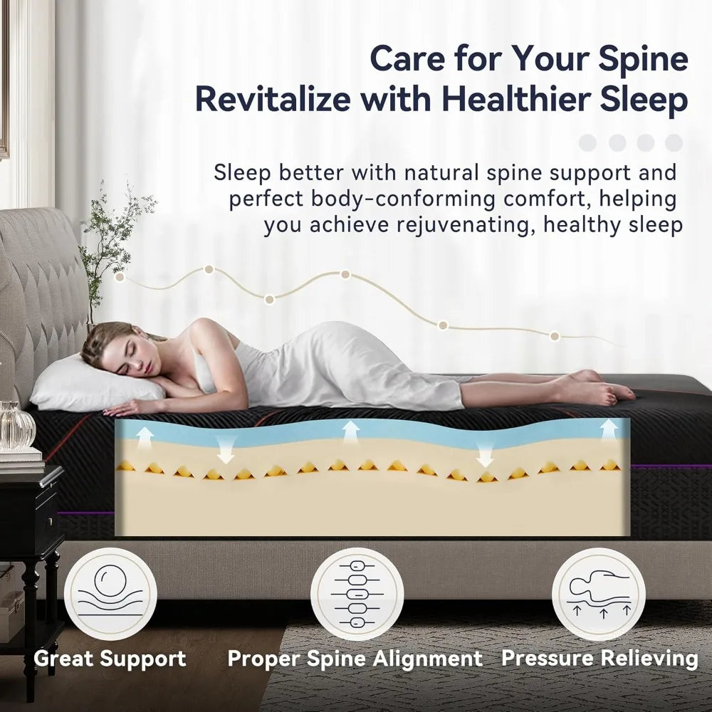 Mattress, 12 Inch Memory Foam Mattress for Pressure Relief, Medium Feel, Cooling Gel Memory Foam with Washable Co