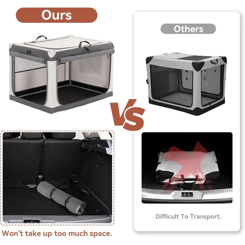 Adjustable Stainless Steel 40 Inch Dog Crate for Large Dogs - Lightweight, Durable, and Foldable Crate