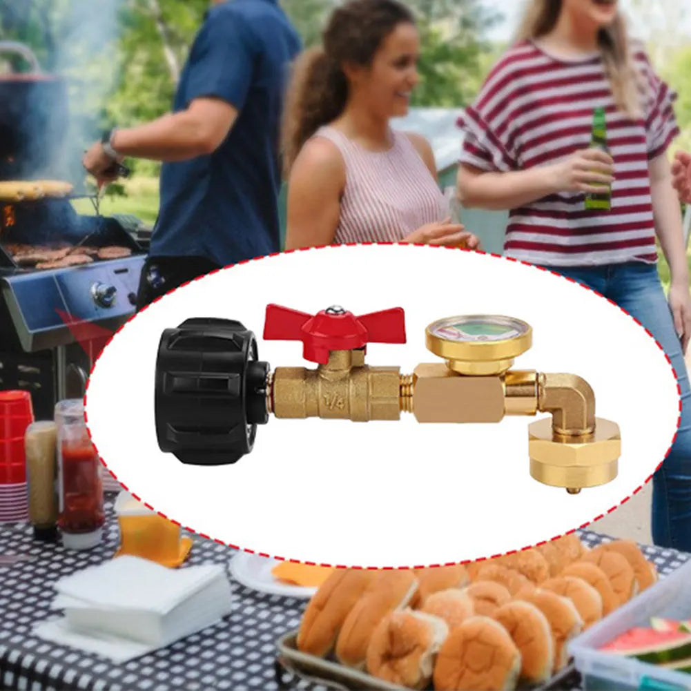 QCC1 Propane Refill Adapter with Valve and Gauge Propane Refill Pressure Adapter for Camping Grill 1LB Bottle Refilled