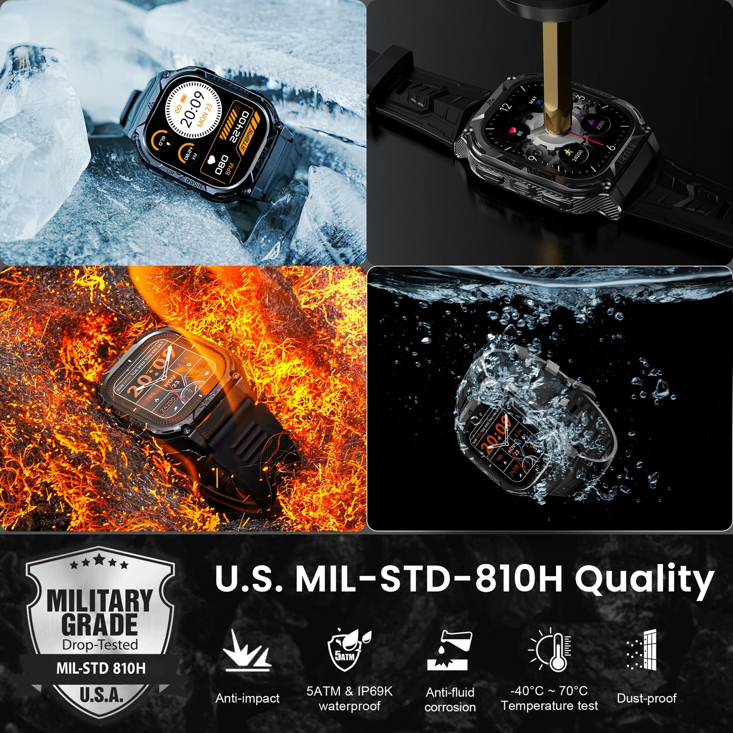 HIDAMEL M3E GPS Smart Watch For Men Barometer Altitude Compass 6 Satellite Positioning Systems 480mAh 60 Days Extra-Long Battery