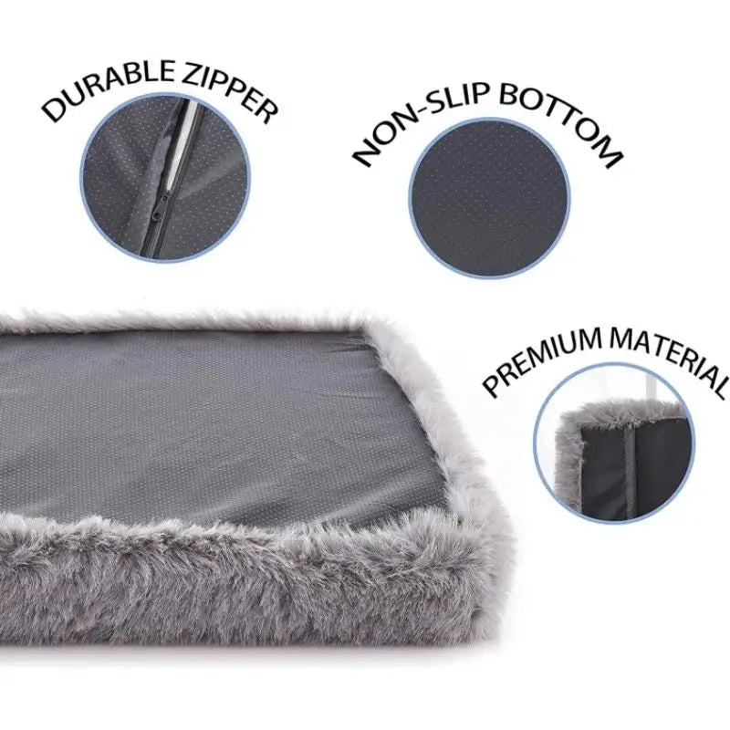 Dog Beds for Large Dogs, Plush Dog Crate Bed Fluffy Cozy Kennel Pad for Sleeping &Ease Anxiety Washable Dog Mats with Anti-Slip