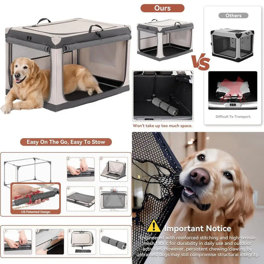 Adjustable Stainless Steel 40 Inch Dog Crate for Large Dogs - Lightweight, Durable, and Foldable Crate