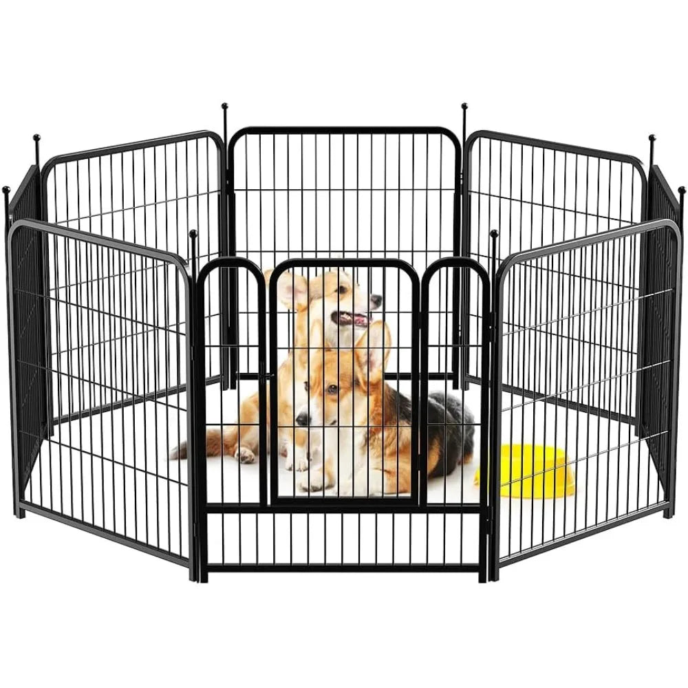 Giant Dog Fence Playpen 24”/32”/40” Indoor Outdoor for Small/Medium/Large Dogs, Metal Pet Puppy Cat Exercise Fencing Gate Craft