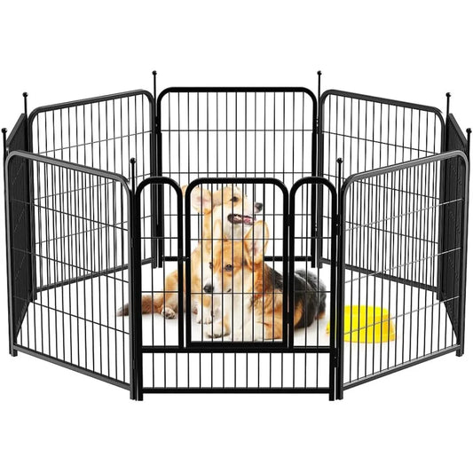 Giant Dog Fence Playpen 24”/32”/40” Indoor Outdoor for Small/Medium/Large Dogs, Metal Pet Puppy Cat Exercise Fencing Gate Craft