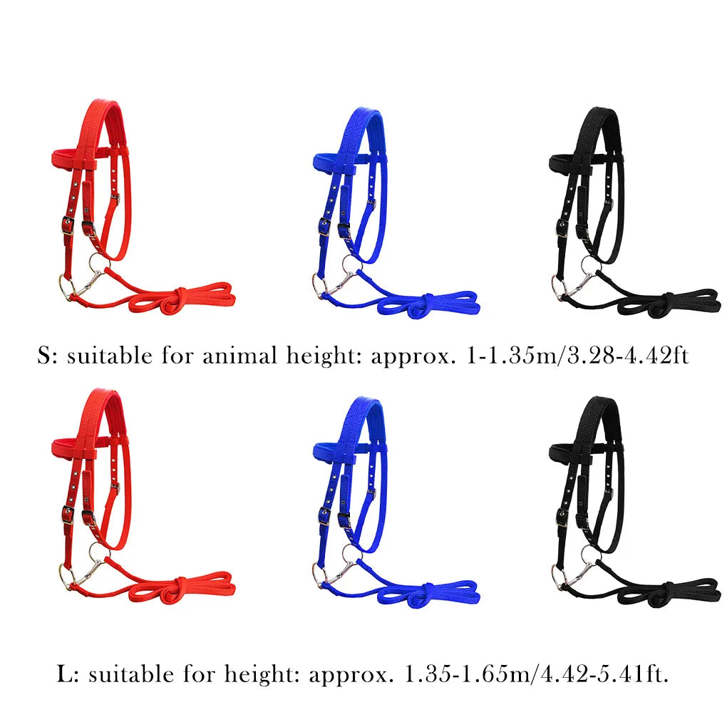 Animal Bridle Headstall Soft Adjustable Harness Head Collar Reusable Washable Outdoor Snaffle Accessories Black S