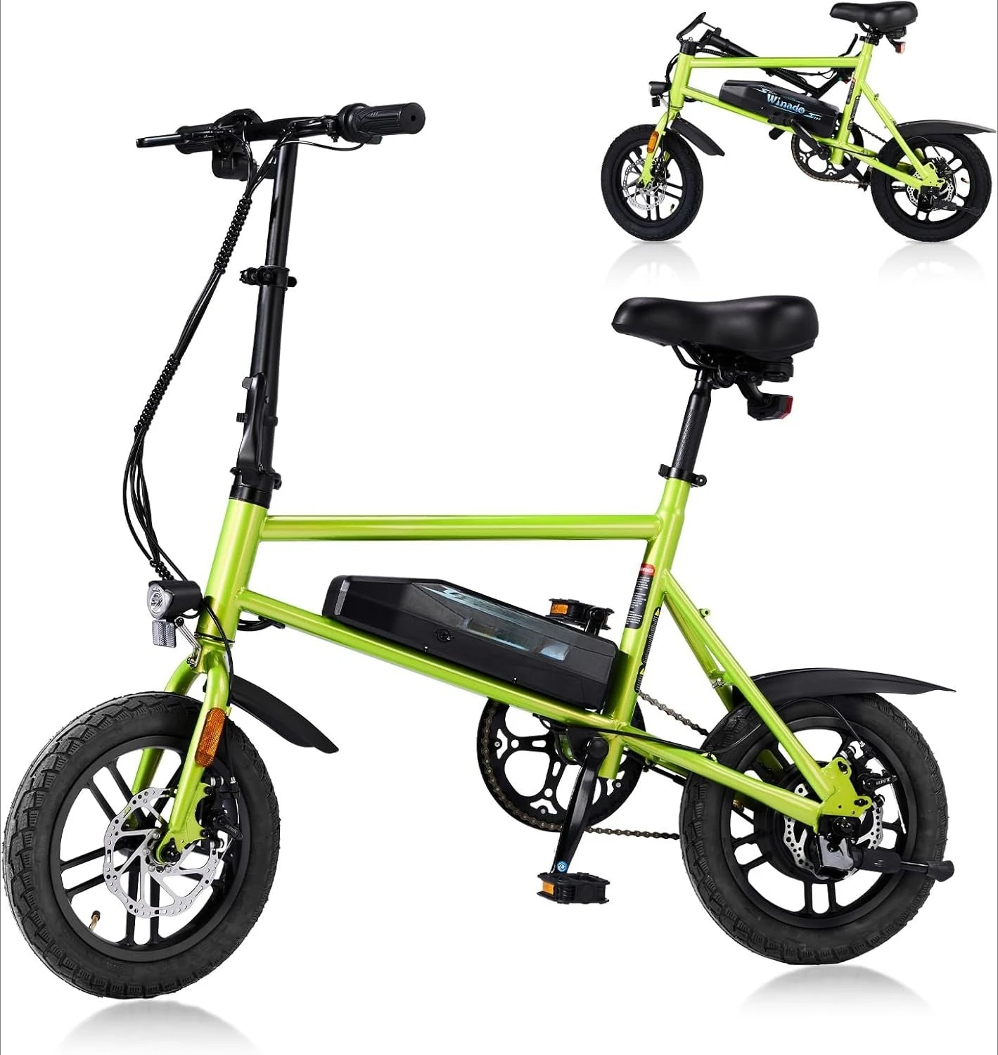 Electric Bike for Adults, 14" Folding Electric Bicycle 450W Motor with Dual Disc Brakes, Max Range 25Miles(Pedal-Assist)