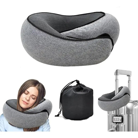 Ergonomic Travel Pillow Neck Support with Chin Wrap Ideal Airplane Car Train Bus Comfort