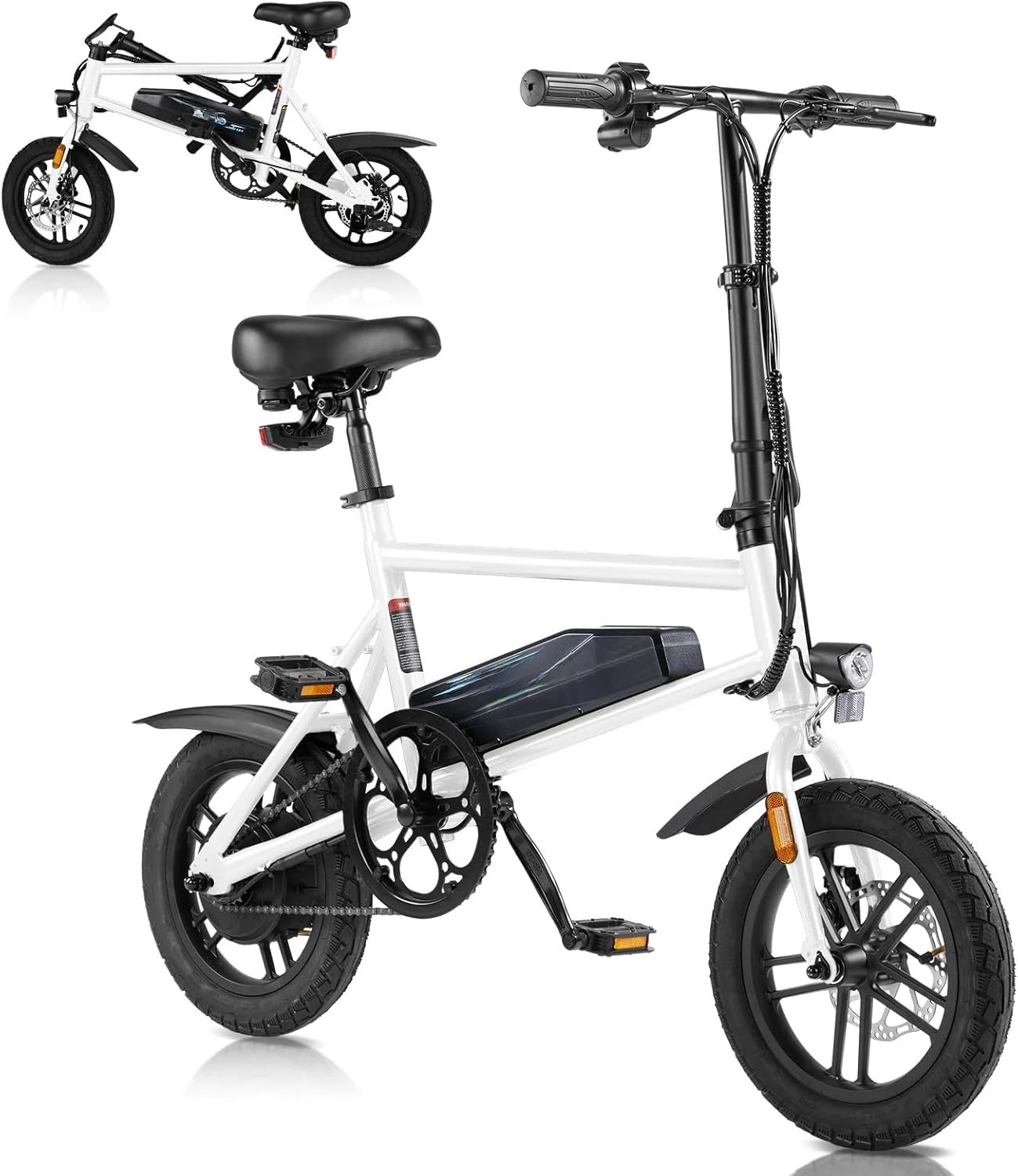 Electric Bike for Adults, 14" Folding Electric Bicycle 450W Motor with Dual Disc Brakes, Max Range 25Miles(Pedal-Assist)