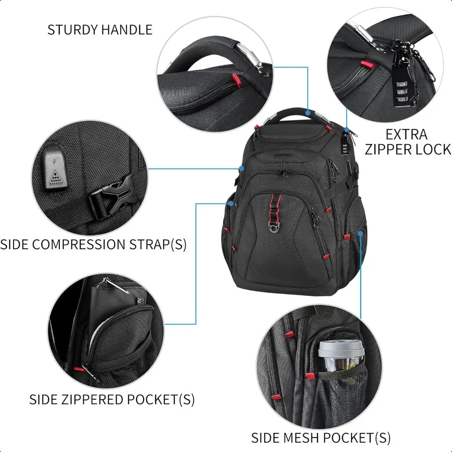 Travel Laptop Backpack 17.3 Inch XL Computer Backpack with Hard Shell Saferoom RFID Pockets WaterRepellent Busin College Daypac