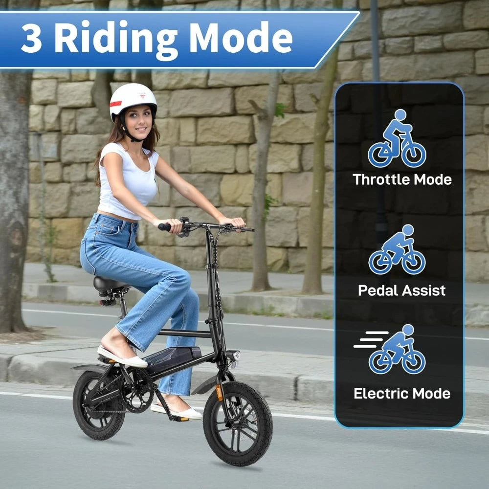 Electric Bike for Adults, 14" Folding Electric Bicycle 450W Motor with Dual Disc Brakes, Max Range 25Miles(Pedal-Assist)