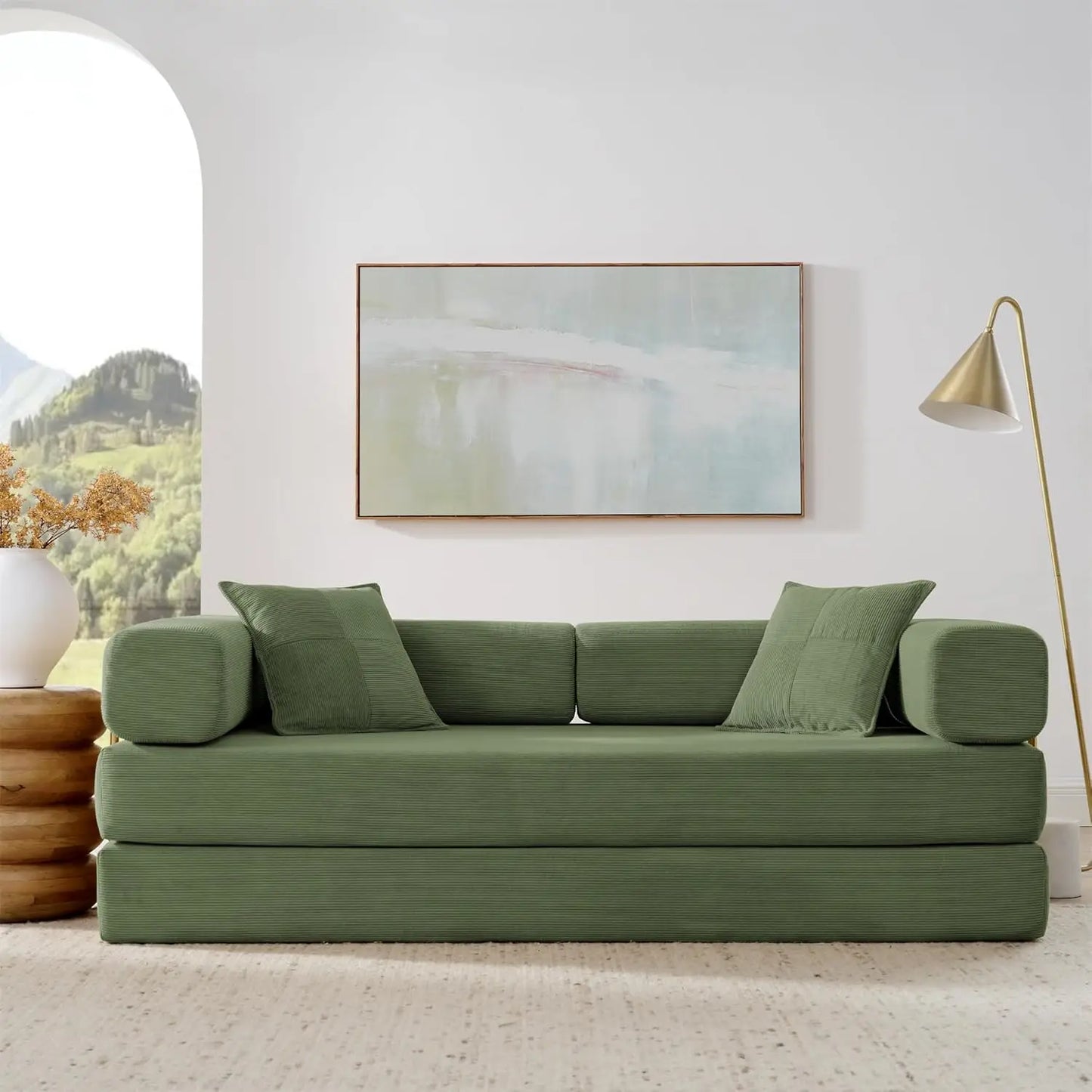 [New Arrival!]4-in-1 Folding Convertible Sofa Bed, 78 Inch Oversized Corduroy Upholstered Boneless Couch, Loveseat Sleeper with