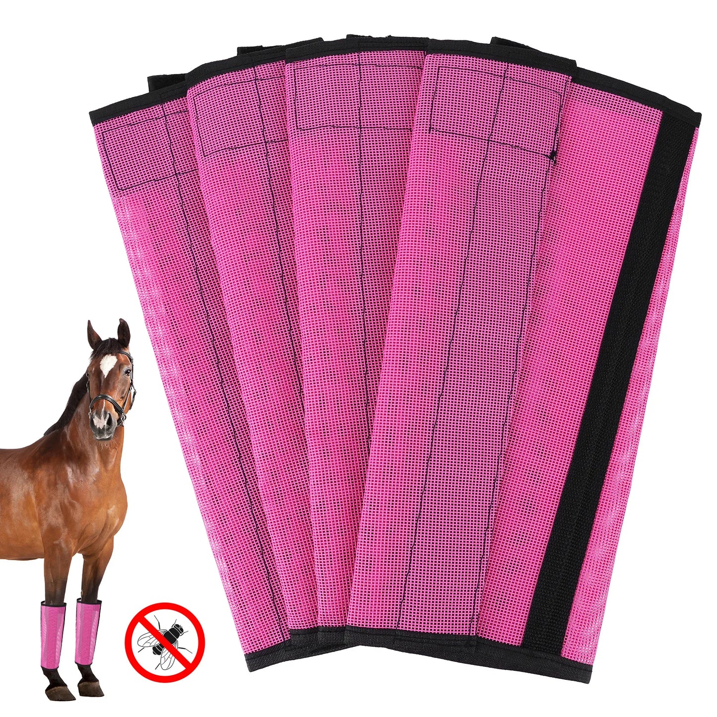 4Pcs Horse Leg Mosquito Protective Cover Breathable Mesh Horse Boots for Preventing Flies and Mosquitoes Bites