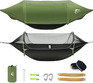 3-in-1 Portable Waterproof Camping Hammock with Mosquito Net and Rain Cover for Outdoor Adventures