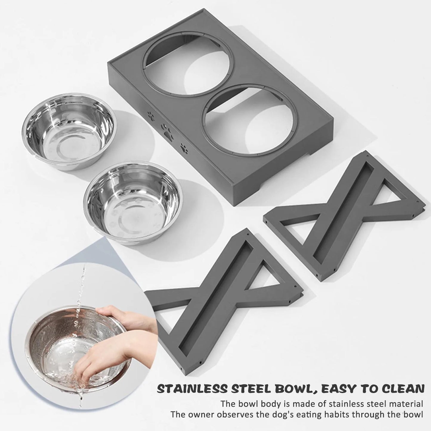 Stainless Steel Elevated Dog Bowl Non-Slip and No Spill Design Bowl Pet Supplies Suitable for Promote Healthy Digestion Xuan-US