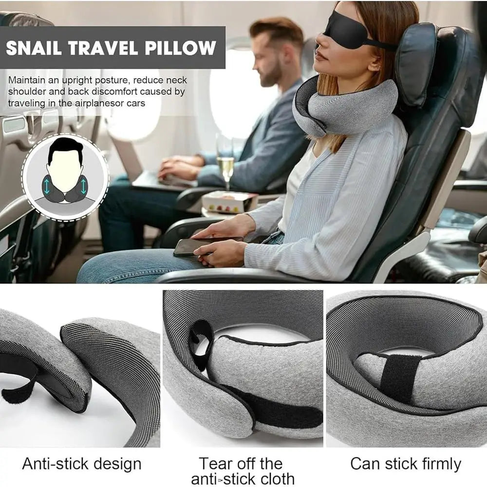 Ergonomic Travel Pillow Neck Support with Chin Wrap Ideal Airplane Car Train Bus Comfort