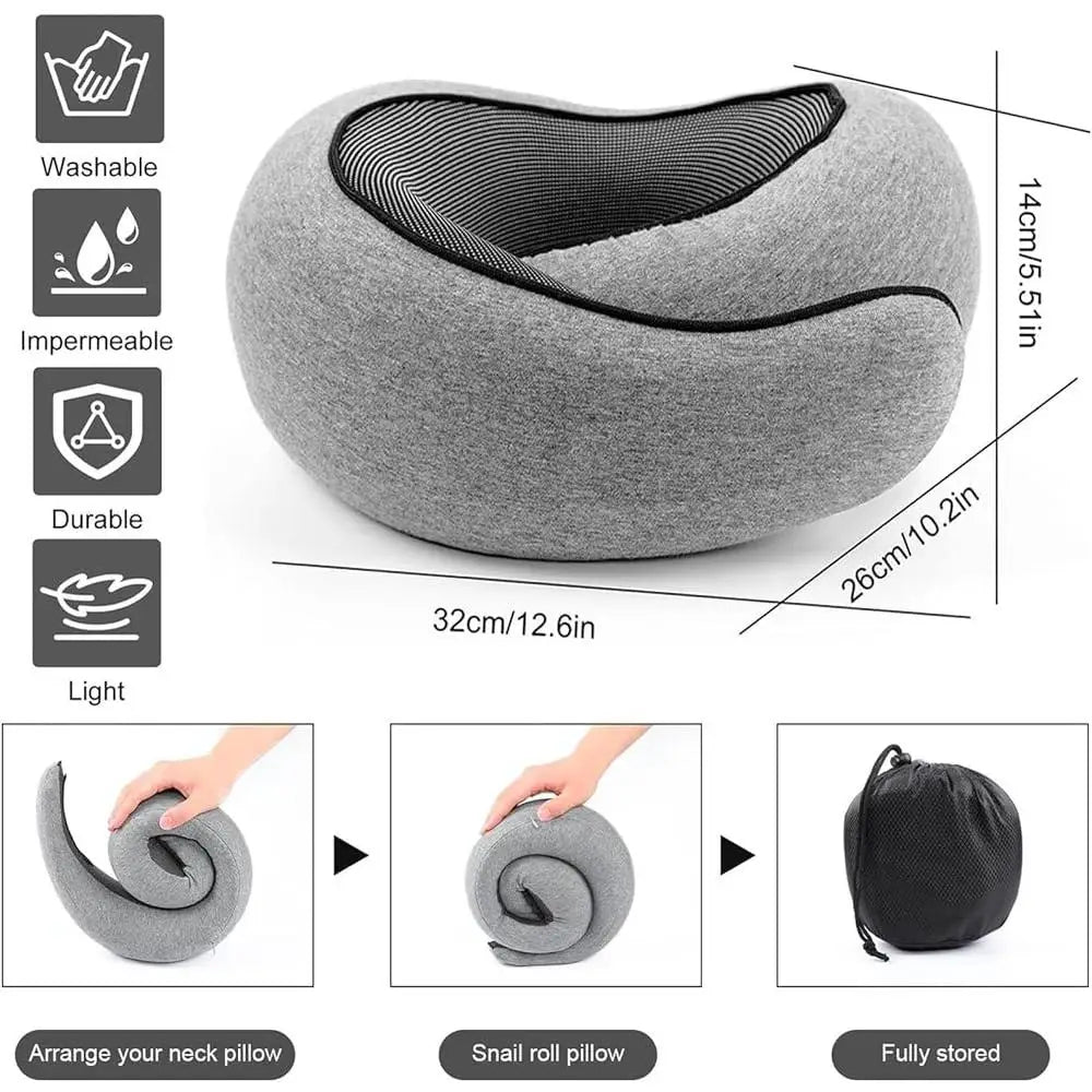 Ergonomic Travel Pillow Neck Support with Chin Wrap Ideal Airplane Car Train Bus Comfort