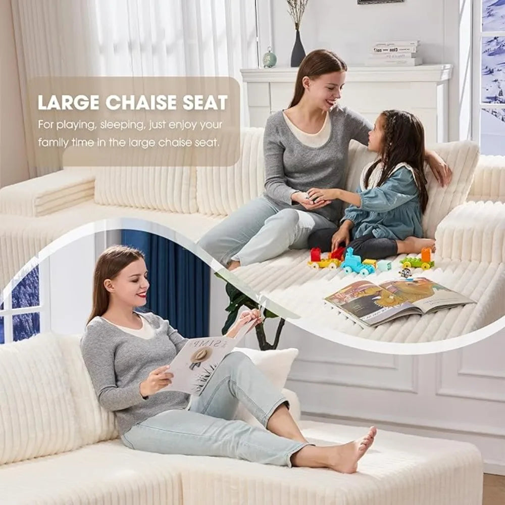 Luxury-Style 96” Modular Sectional Sofa – L-Shape 3-Seat Couch with Memory Foam, Comfortable Living Room Furniture