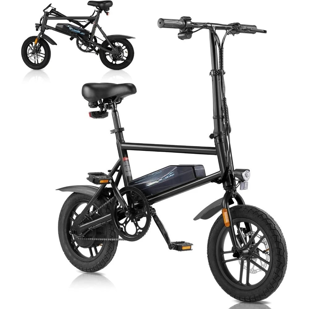 Electric Bike for Adults, 14" Folding Electric Bicycle 450W Motor with Dual Disc Brakes, Max Range 25Miles(Pedal-Assist)