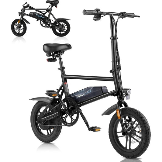 Electric Bike for Adults, 14" Folding Electric Bicycle 450W Motor with Dual Disc Brakes, Max Range 25Miles(Pedal-Assist)