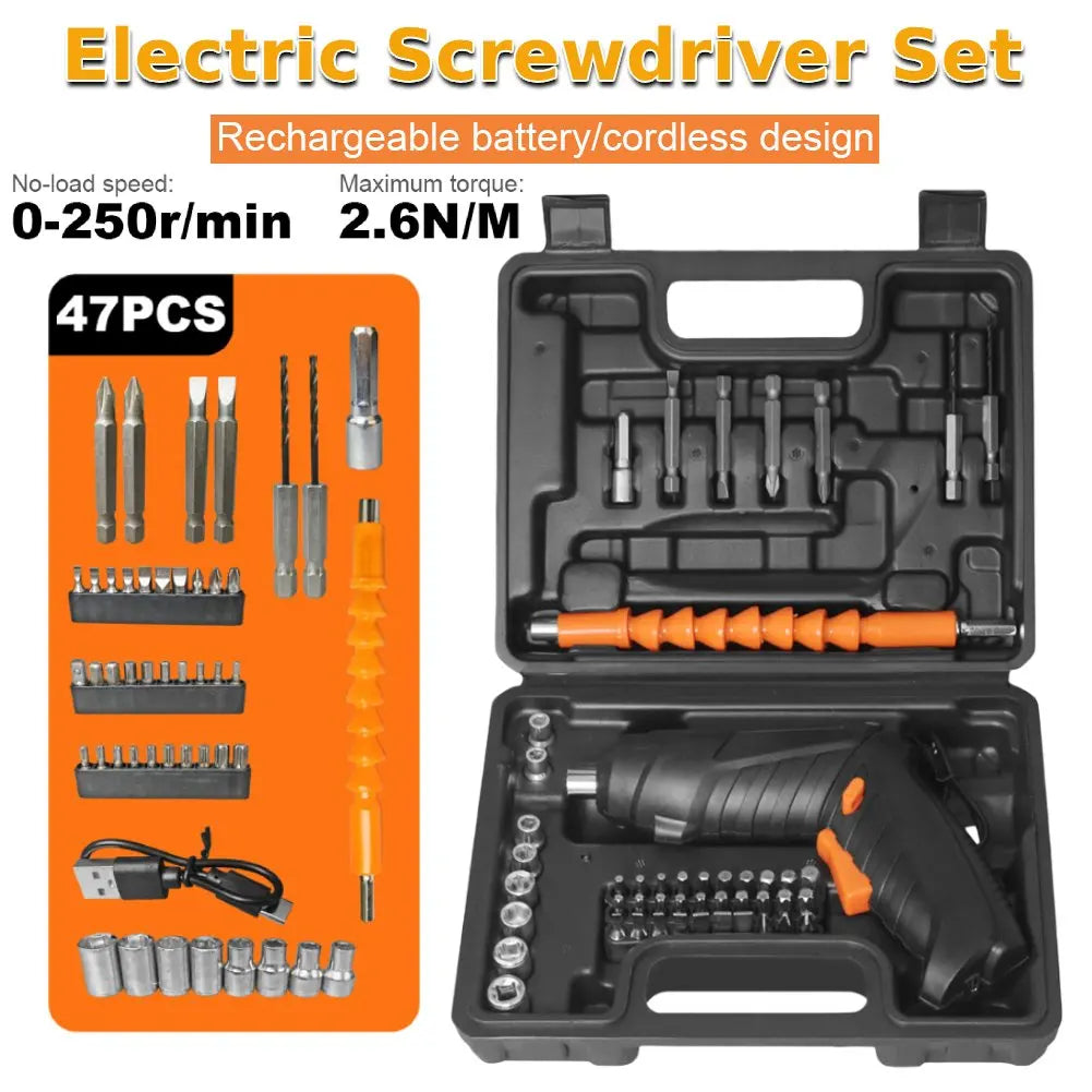 Cordless Screwdriver with Rotating Handle LED Light Electric Screwdriver with Driver Bit Set Gifts for Men Him Dad Boyfriend