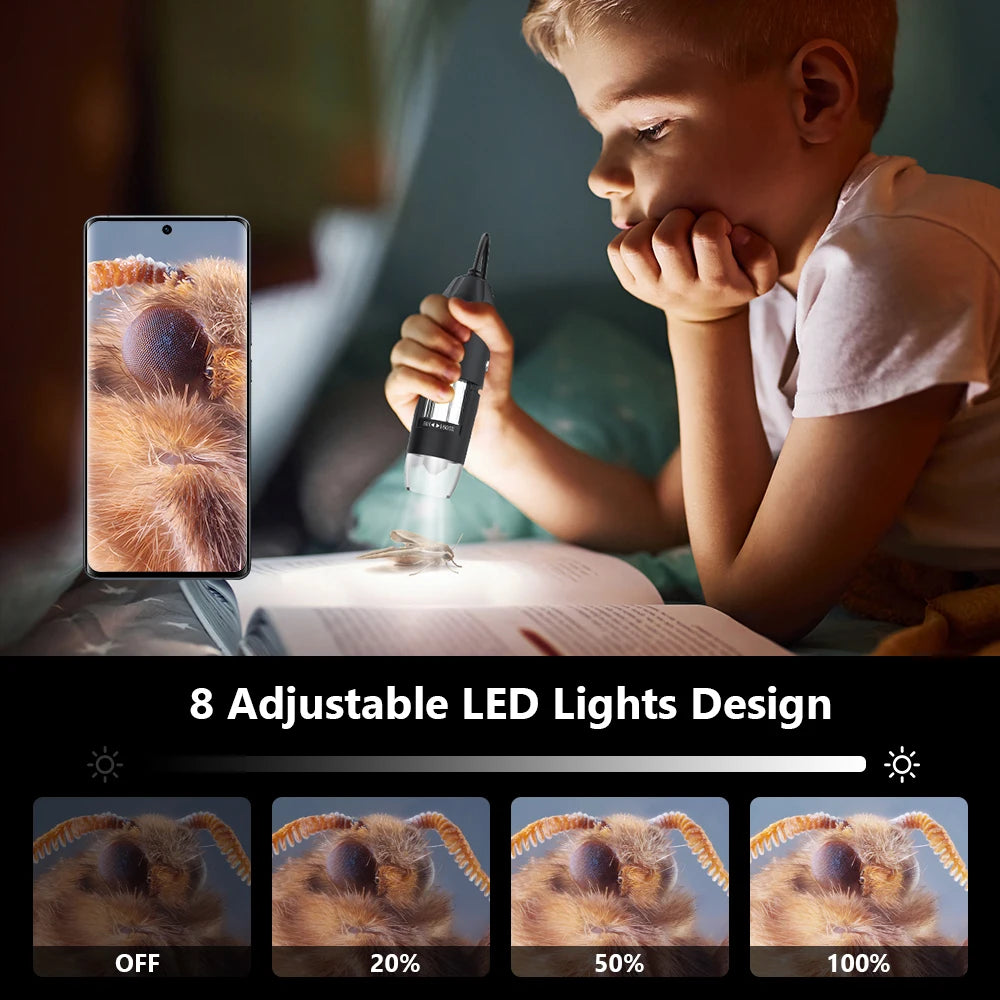 1600X Digital Microscope 3in1 TypeC USB Professional Electronic Microscope With 8LED Endoscope Camera Magnifier For Soldering