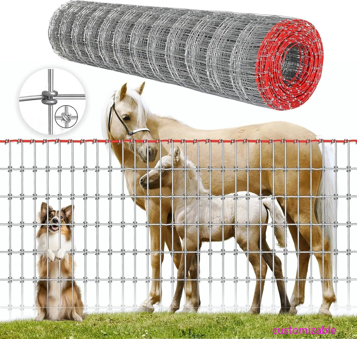 Heavy Duty Farm Fence 4x100FT, 2x4 Inch Mesh, Durable No-Climb Horse Fencing for Cattle, Goats,Sheep,Large Dogs